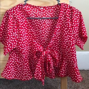 floral print tie front top